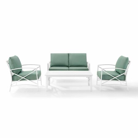 KD APARADOR Kaplan 4-Piece Outdoor Seating Set in White with Mist Cushions KD3039220